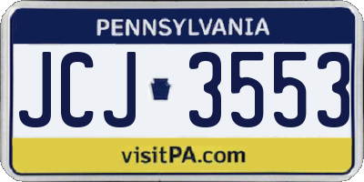 PA license plate JCJ3553