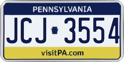 PA license plate JCJ3554