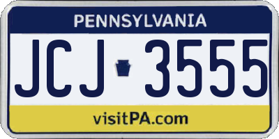 PA license plate JCJ3555