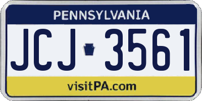 PA license plate JCJ3561