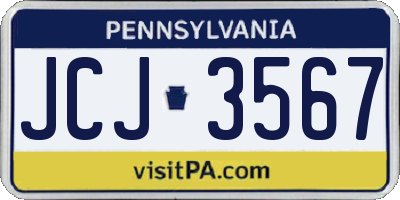 PA license plate JCJ3567