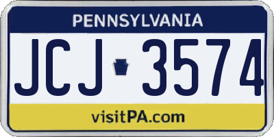 PA license plate JCJ3574