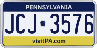 PA license plate JCJ3576