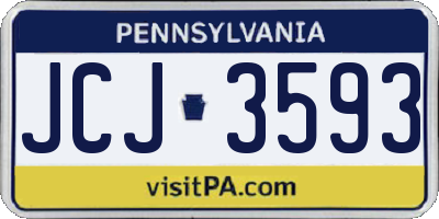 PA license plate JCJ3593