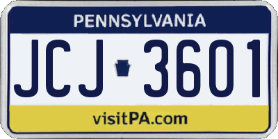PA license plate JCJ3601