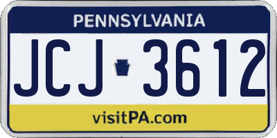 PA license plate JCJ3612