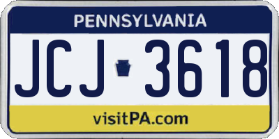 PA license plate JCJ3618