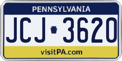 PA license plate JCJ3620