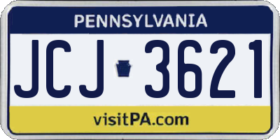 PA license plate JCJ3621