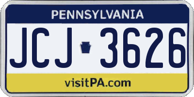PA license plate JCJ3626
