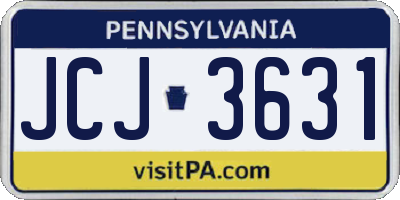 PA license plate JCJ3631