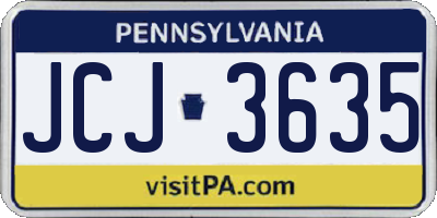 PA license plate JCJ3635