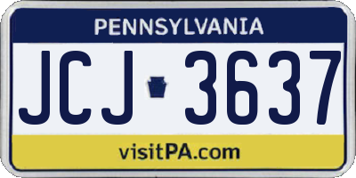 PA license plate JCJ3637