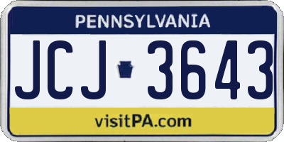 PA license plate JCJ3643