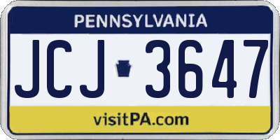 PA license plate JCJ3647