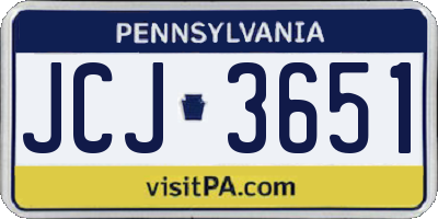PA license plate JCJ3651
