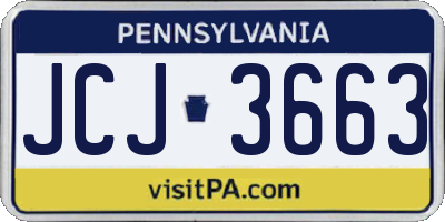 PA license plate JCJ3663