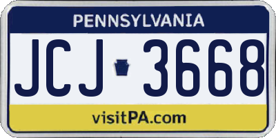 PA license plate JCJ3668