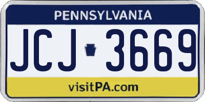 PA license plate JCJ3669