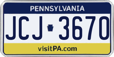 PA license plate JCJ3670