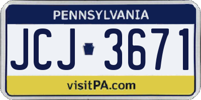 PA license plate JCJ3671