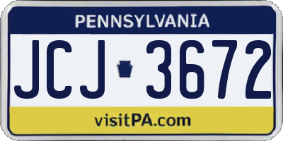 PA license plate JCJ3672