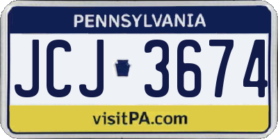 PA license plate JCJ3674