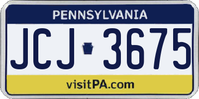 PA license plate JCJ3675