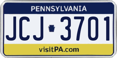 PA license plate JCJ3701