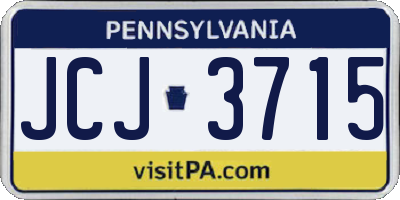 PA license plate JCJ3715