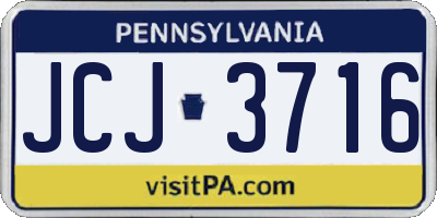 PA license plate JCJ3716