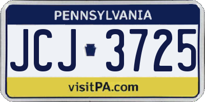 PA license plate JCJ3725
