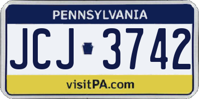 PA license plate JCJ3742