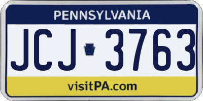 PA license plate JCJ3763