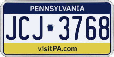 PA license plate JCJ3768