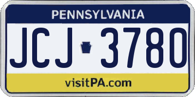 PA license plate JCJ3780