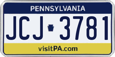 PA license plate JCJ3781