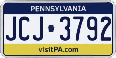 PA license plate JCJ3792