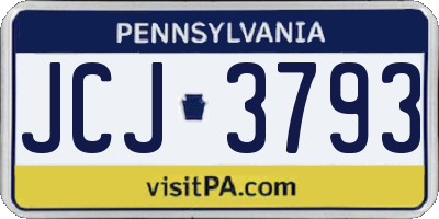 PA license plate JCJ3793