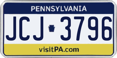 PA license plate JCJ3796