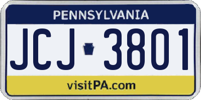PA license plate JCJ3801