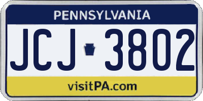 PA license plate JCJ3802