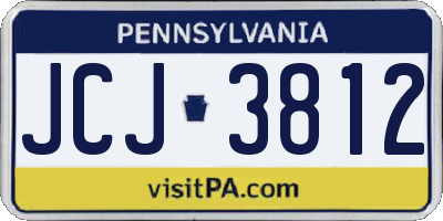 PA license plate JCJ3812
