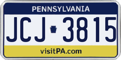 PA license plate JCJ3815
