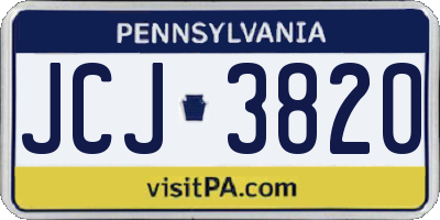 PA license plate JCJ3820