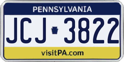 PA license plate JCJ3822