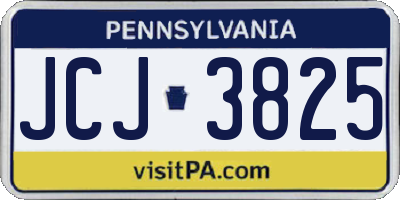 PA license plate JCJ3825