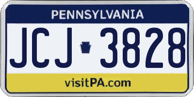 PA license plate JCJ3828