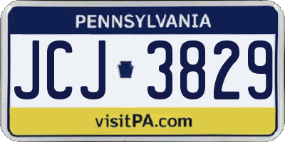 PA license plate JCJ3829