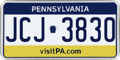 PA license plate JCJ3830